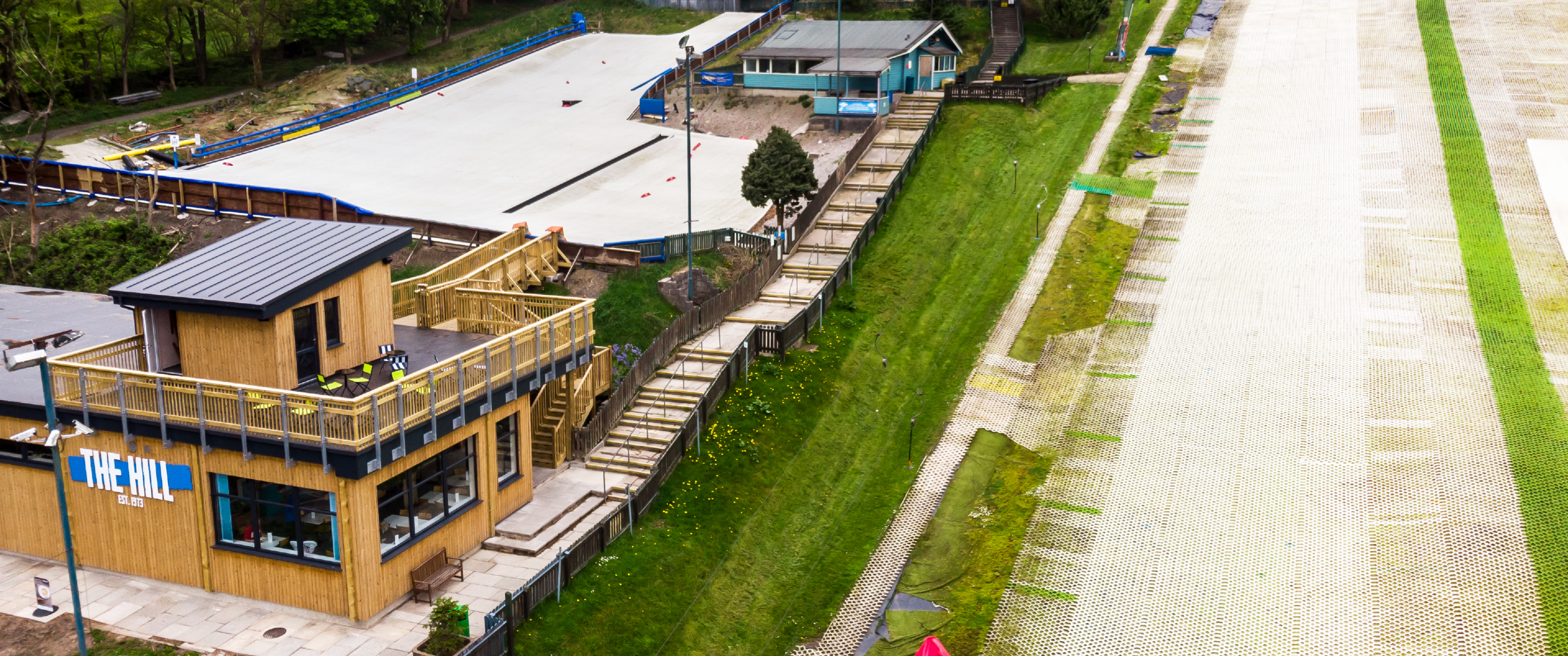 A birds eye view of The Hill, Ski slope in Lancashire.