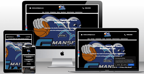 Web design Service for Mansfield Giants Basketball Club